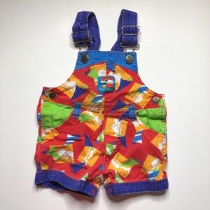 Vintage Okie Dokie Shortalls Colorful Sailboats 2T
